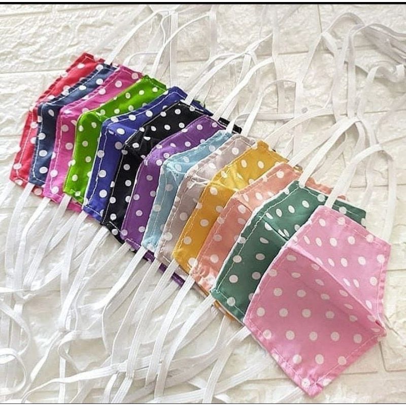 MASKER KAIN KATUN POLKADOT HIJAB HEADLOOP