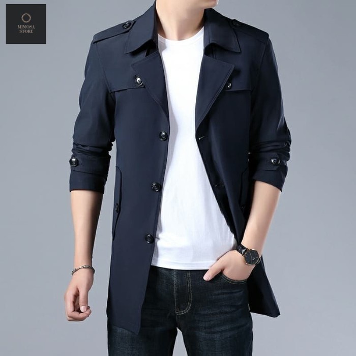 blazer long coat bahan katun terlaris / jaket jubah pria / blazer jumbo big size