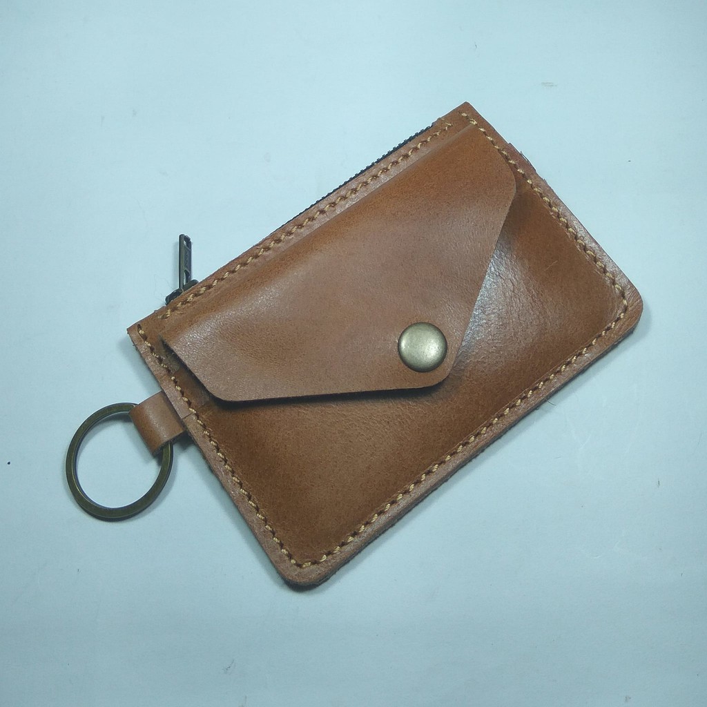 dompet multi fungsi kartu - sim - stnk - uang - gantungan kunci tan