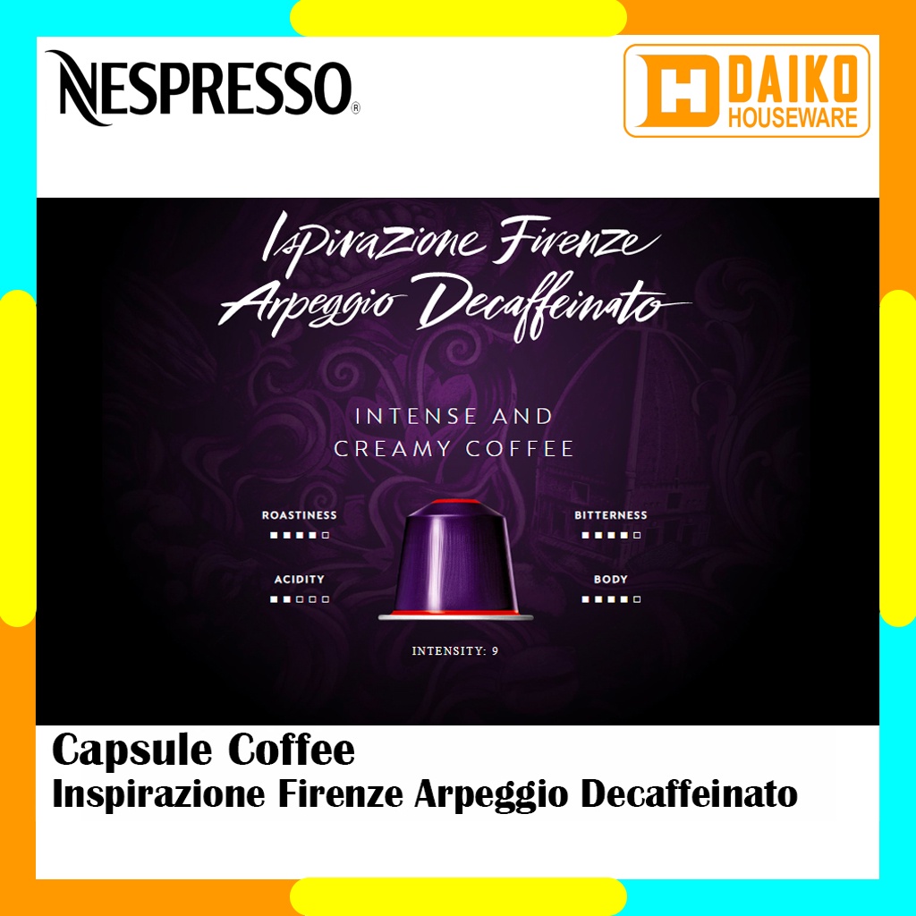 Capsule Nespresso Ispirazione Firenze Arpeggio Decaffeinato Original Nestle 1 Pack - Coffee Ispirazione Italiana Kopi Kapsul Expired Panjang