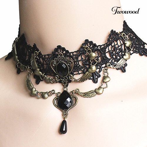 Kalung Choker Bahan Lace Gaya Vintage Gothic Untuk Wanita