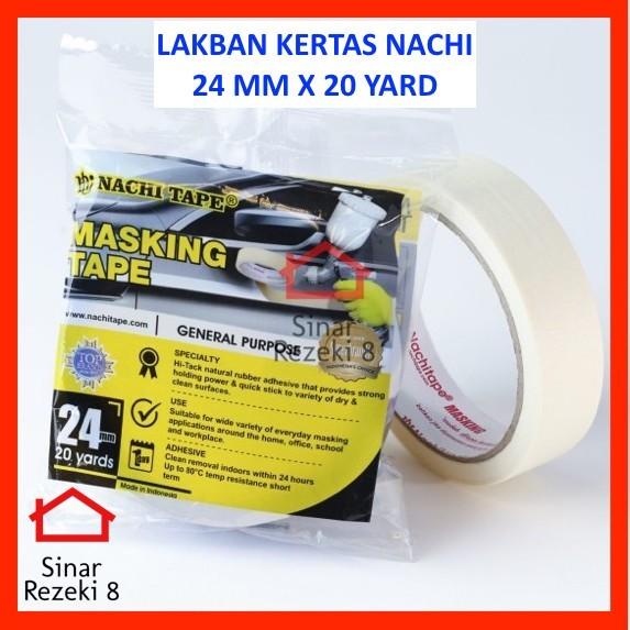 

Lakban Kertas Nachi 1" INCH 24 mm Masking Tape Solasi Selotip 20 yards Kualitas Terjamin