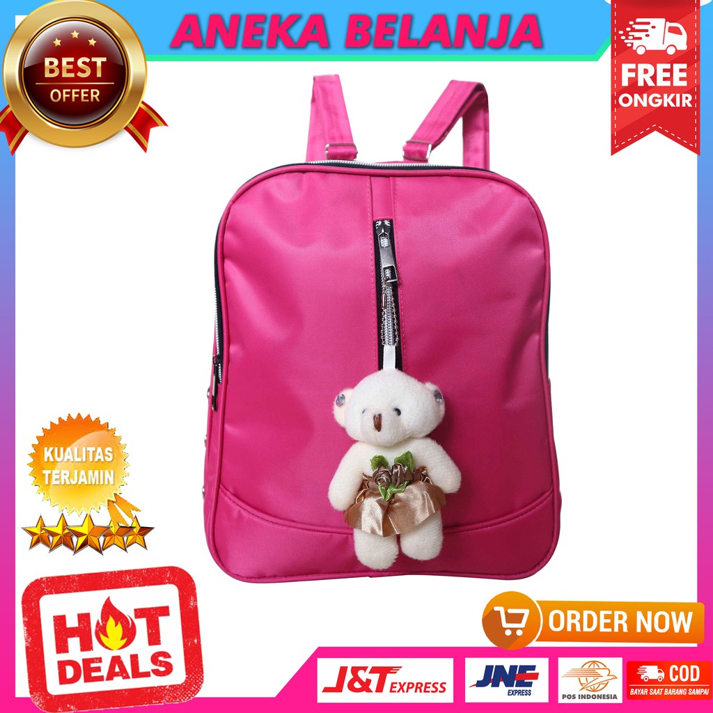 New Arrival Tas Ransel Khusus Wanita Lucu Kekinian Fashionable Stylish Aksesoris Boneka Keren Casual Backpack Cewek Sekolah Hangout Bahan Tebal Awet Harga Terlaris Termurah Berkualitas