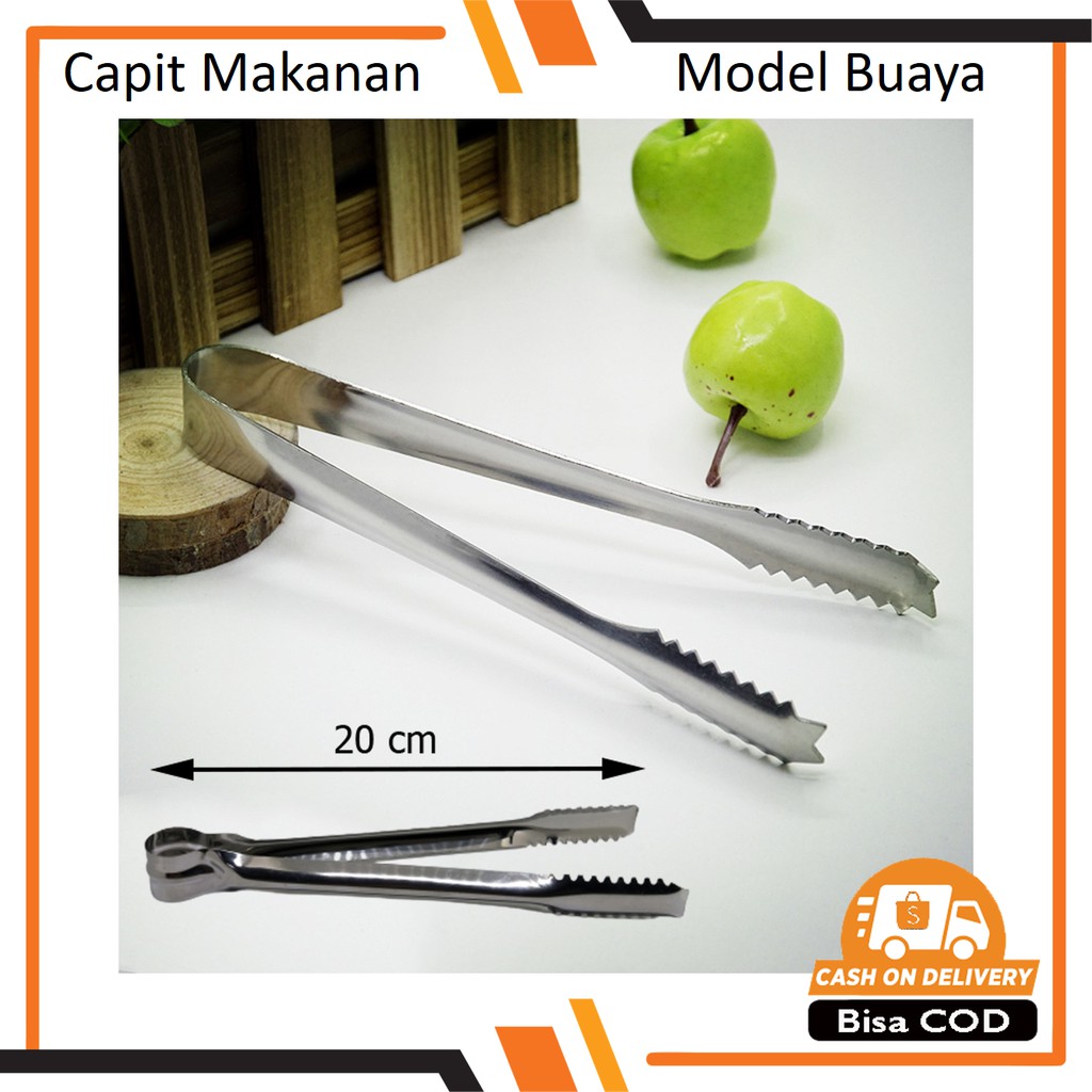 Capit Gorengan Makanan Kue Roti Stainless Steel 20cm / Capit Masak Goreng Stenlis / Pencapit BBQ