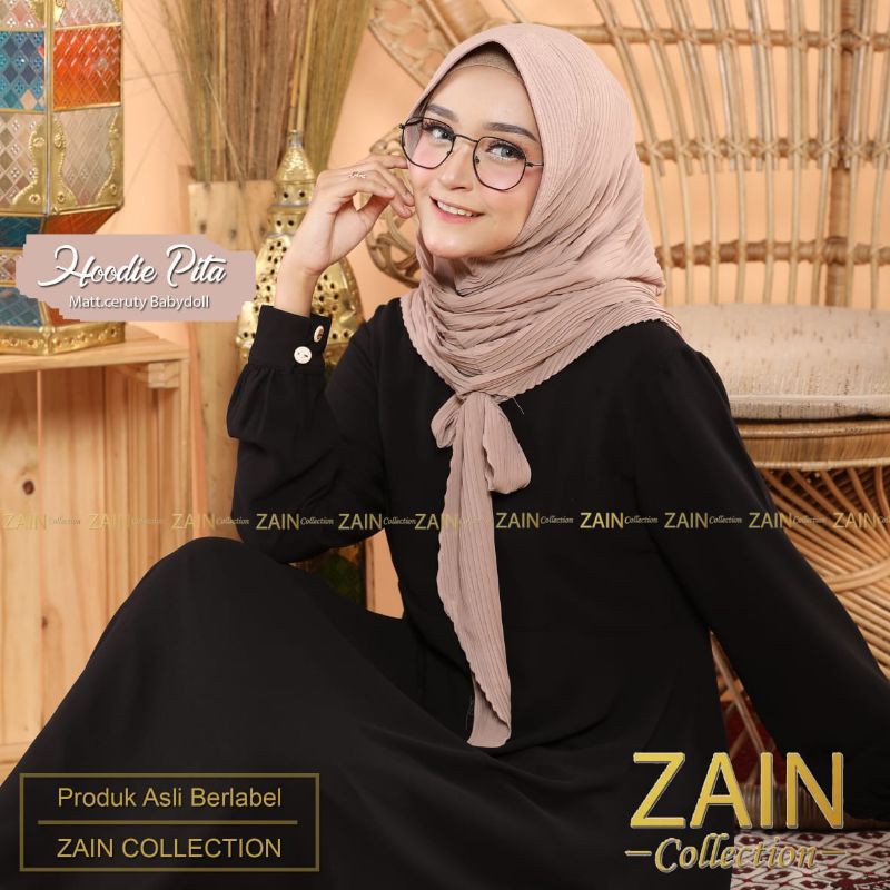 jilbab instan hoodie pita plisket ORI ZAIN-Whitecoffe