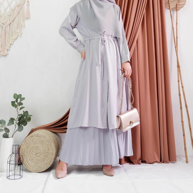 BISA COD - FANYA TUNIK / TUNIK POLOS / TUNIK SERUT /SETELAN TUNIK DAN ROK PLISKET UMBRELLA