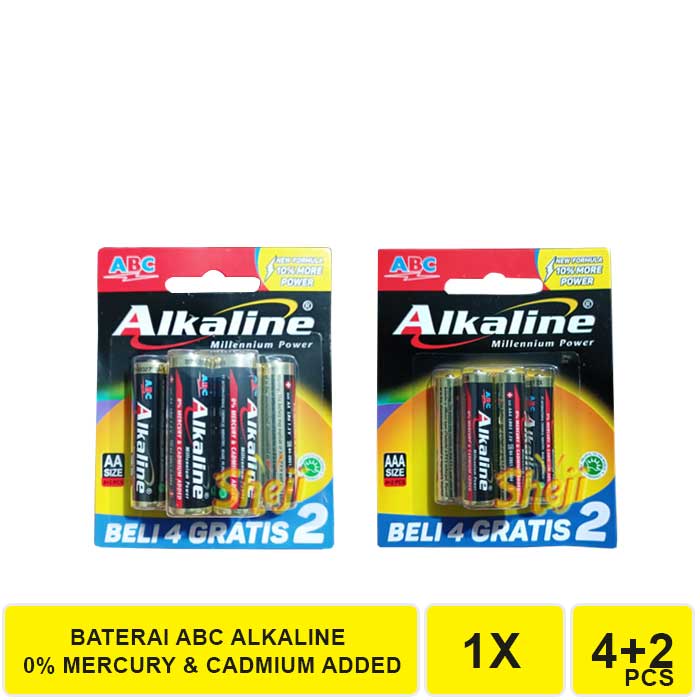 BATERAI ABC ALKALINE AA / ABC ALKALINE AAA ISI 4+2 PCS