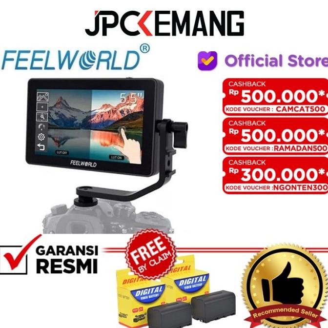 Monitor Kamera Eksternal FeelWorld F6 Plus 5.5" IPS FHD Garansi Resmi