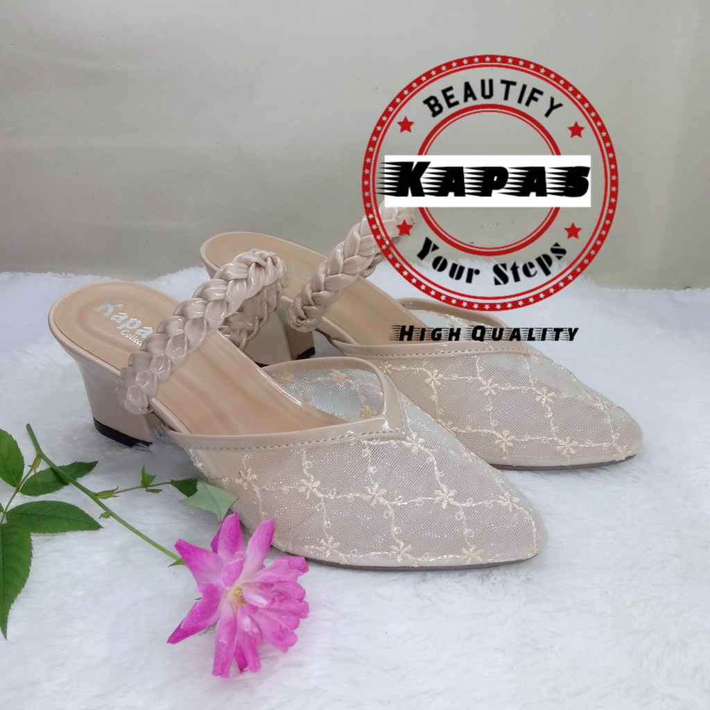 Sendal Heels Brukat Kepang Ks062