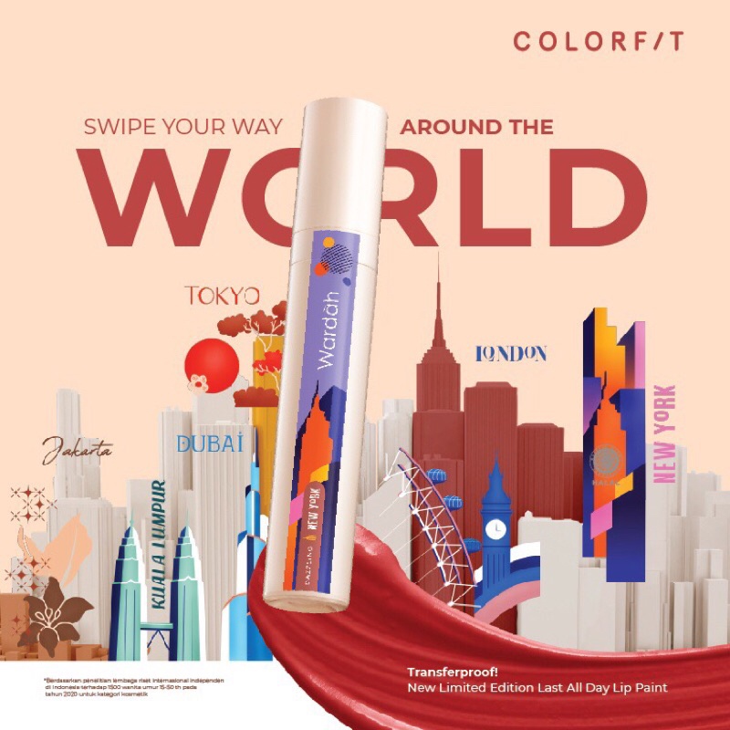 Wardah Colorfit Last All Day Lip Paint Around The World Limited Edition shade 00 Alluring Jakarta RE