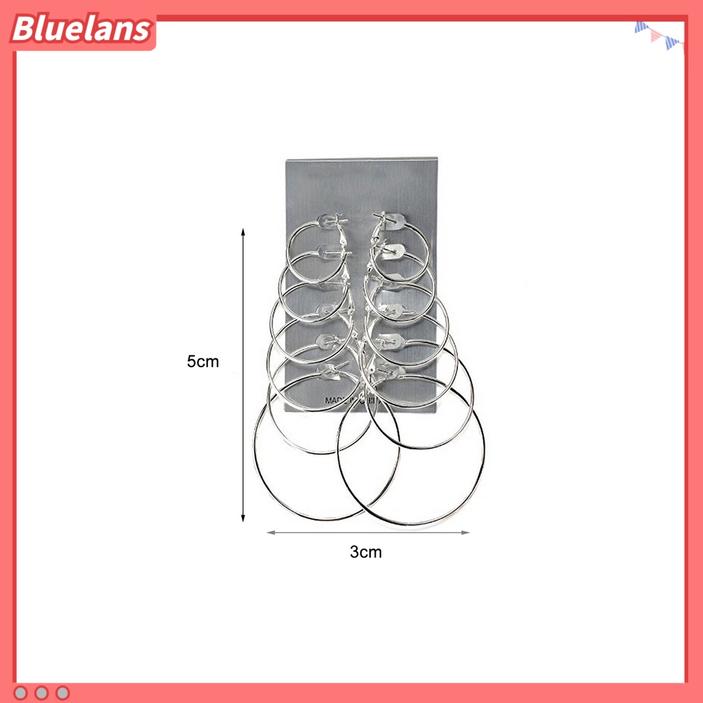 Bluelans 6Pairs Fashion Circle Hoop Dangle Earrings Pendant