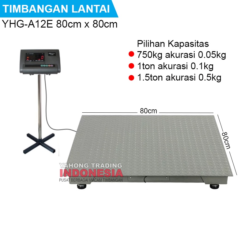 Timbangan Lantai Digital A12E 80cm x 80cm 750kg 1ton 1.5ton