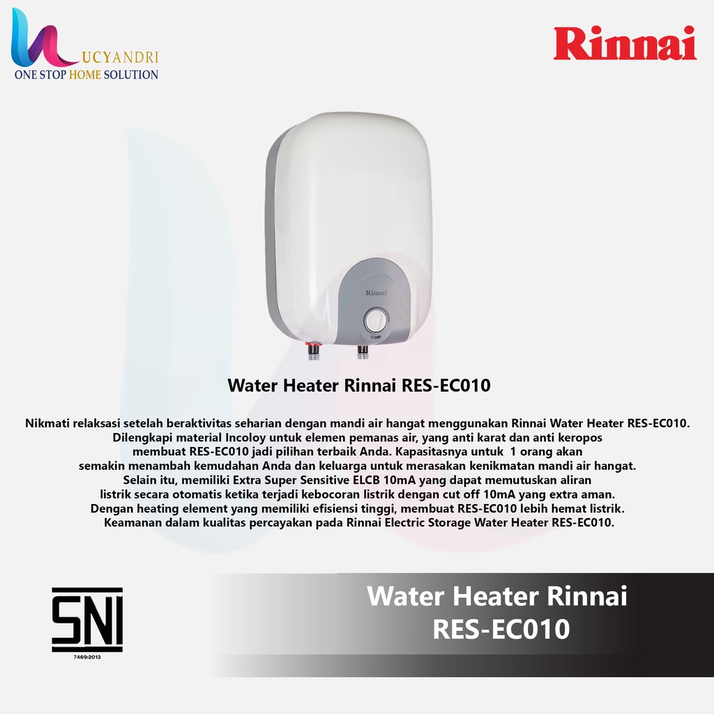 WATER HEATER RINNAI RES-EC010 / RESEC010 10LT 200WATT PEMANAS AIR