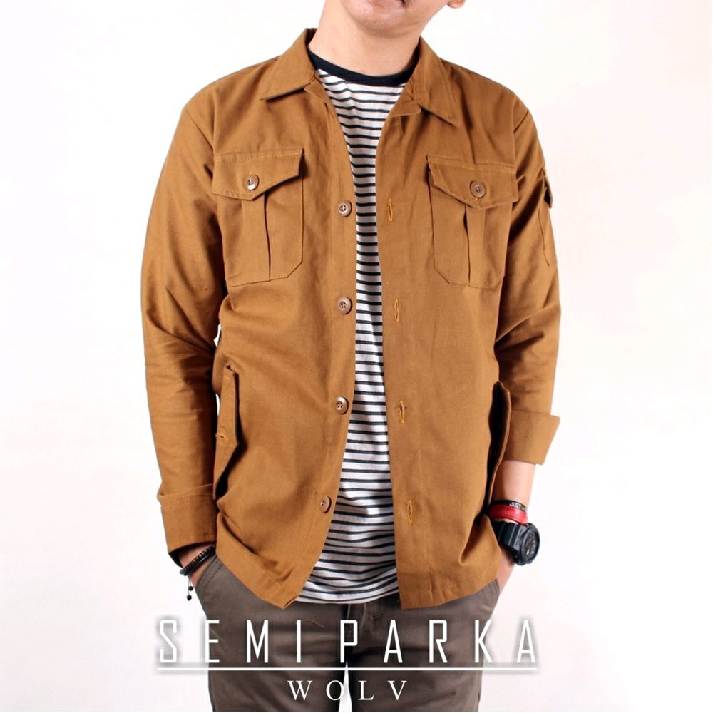 TERKEREN Semi parka Jaket Pria Kekinian Canvas WoLv Jaket Kekinian