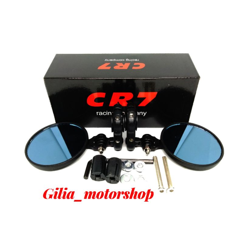 Spion Jepit Stang Supermoto CR7 Universal Motor Spion Bar End Stang CNC Kaca Biru Bisa Jepit di Stang Bisa Di Ujung Cr7