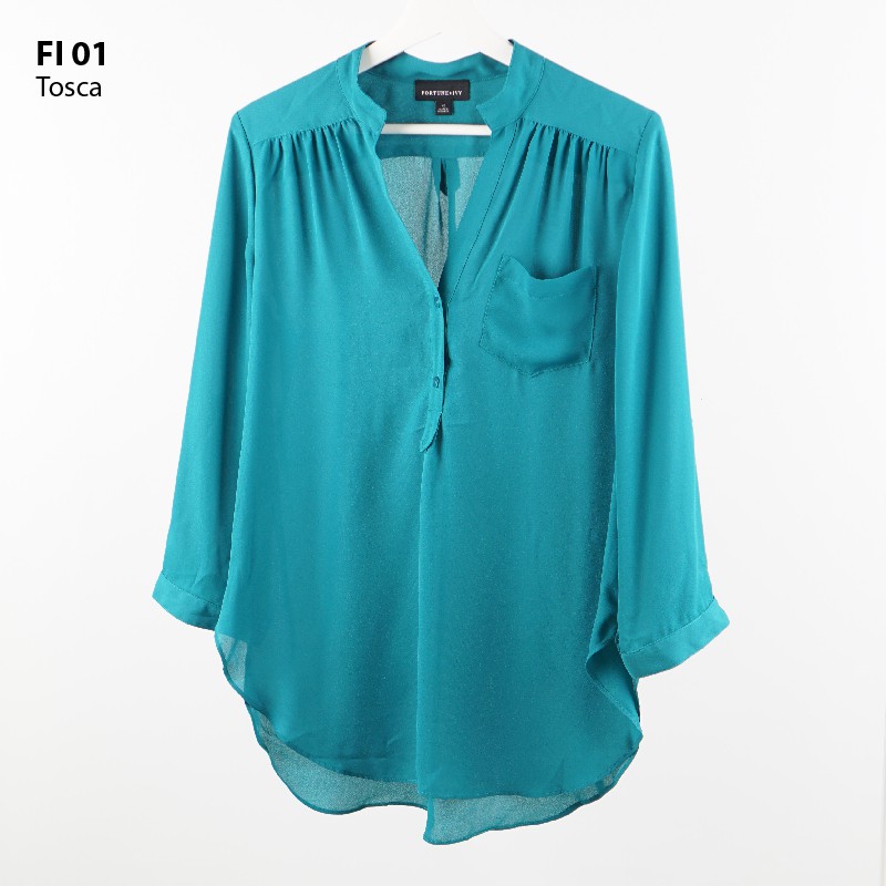 Pakaian Atasan Wanita Blouse Warna Tosca Promo Reseller Dropship Murah Branded Fortune Ivy