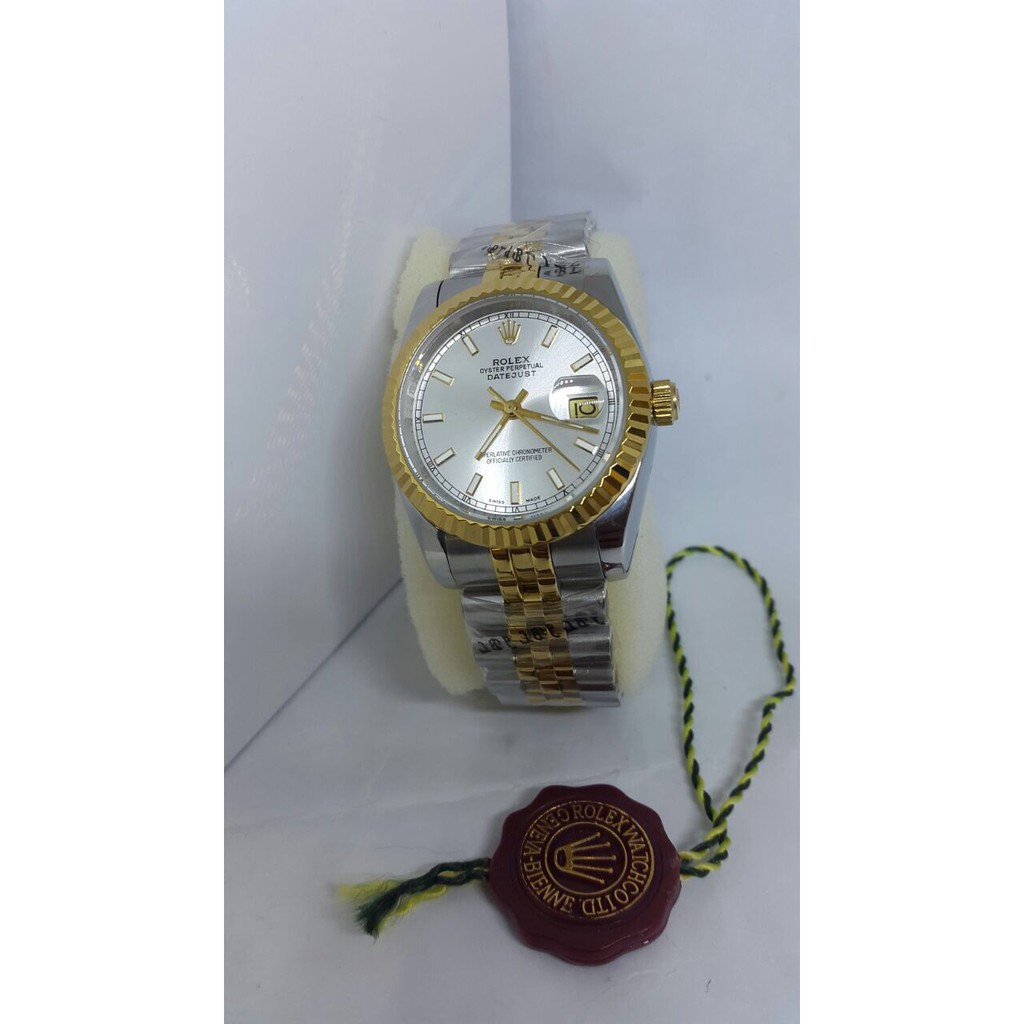 Rolex Datejust Chain Super Garansi 6 bulan Kombi Silver Balok