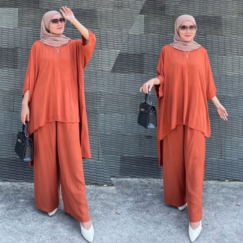 SETELAN WANITA SABIA JUMBO OVERSIZE CRINKEL AIRFLOW PREMIUM/ONE SET WANITA JUMBO/SETELAN WANITA TERBARU/ATASAN JUMBO/KULOT JUMBO