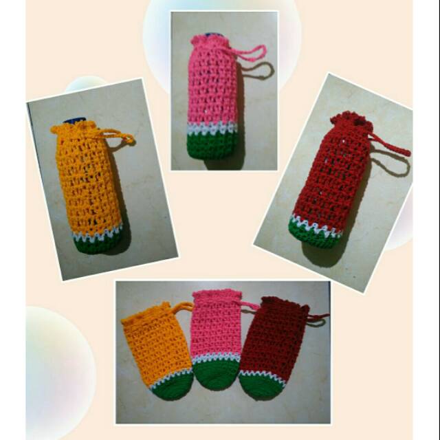 Tas botol minum rajut, kantong botol minum anak, 300-400ml, bisa juga lho buat naruh hp,kereen