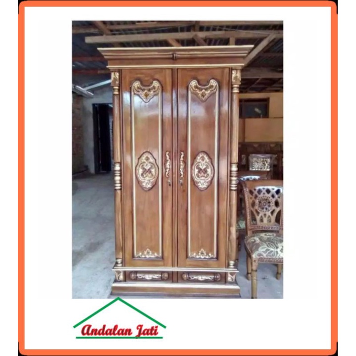 ANDALAN 056 Lemari Kayu Jati Pintu 2 Meubel Jepara Furniture jepara/Lemari Jati Andalan Jati