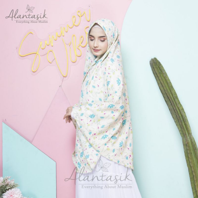 Alantasik - Jilbab XL Wolfis Kinara Monalisa bunga ASTER PET ANTEM  GR.5