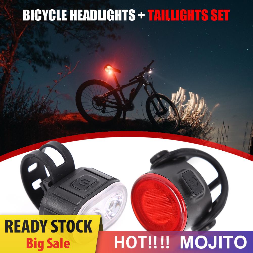 Set Lampu Depan / Belakang Sepeda Led Usb Anti Air