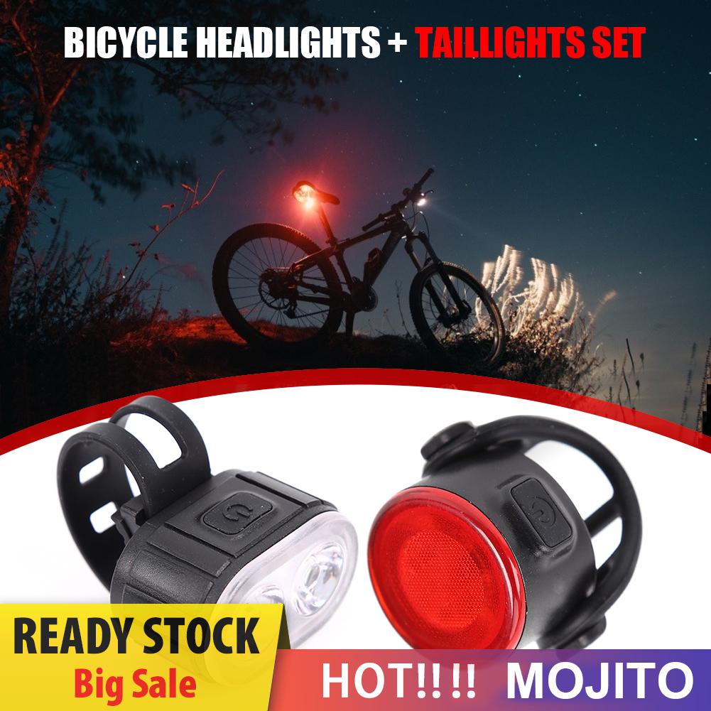 Set Lampu Depan / Belakang Sepeda Led Usb Anti Air