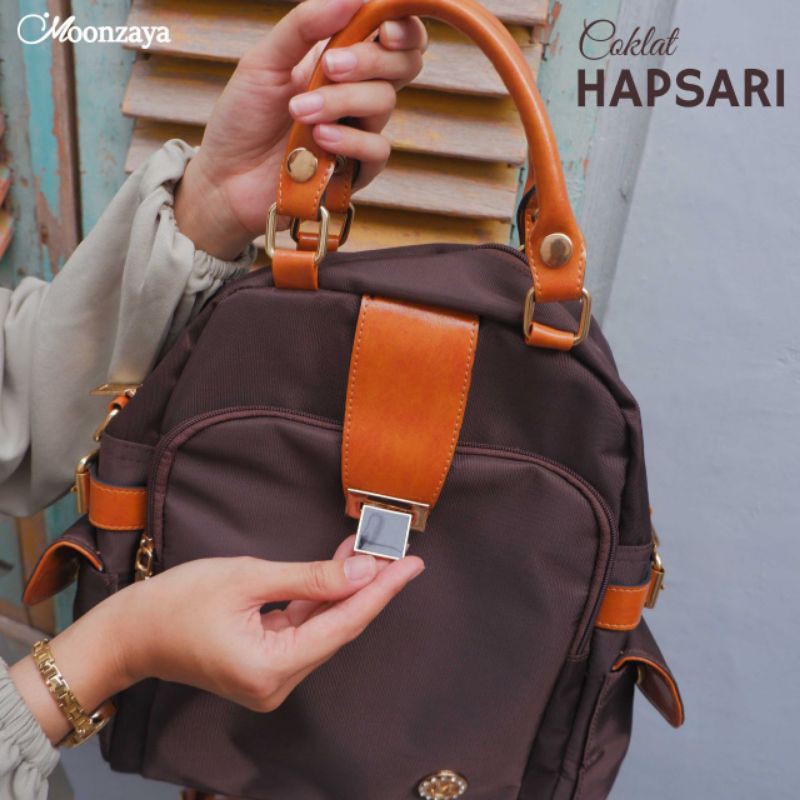 HAPSARI ORIGINAL BY MOONZAYA tas ransel fasionable tas lokal bergaransi brand lokal berkwalitas