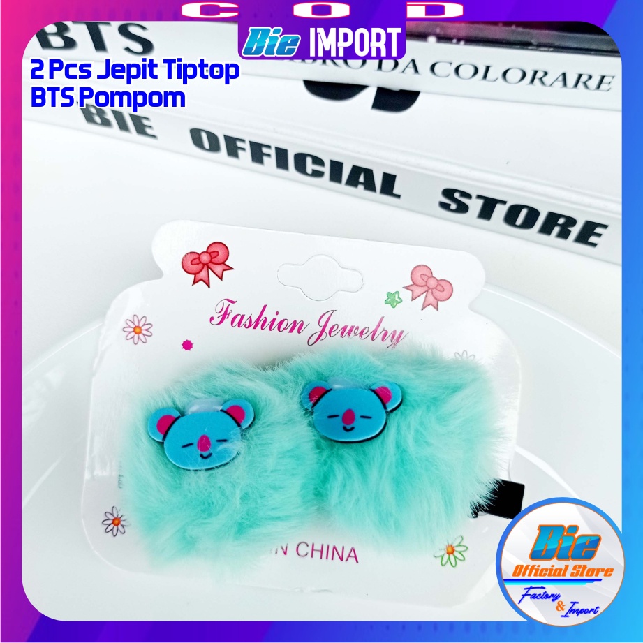 2 pcs Ikat Rambut Anak BTS Pompom  Impor Best Seller