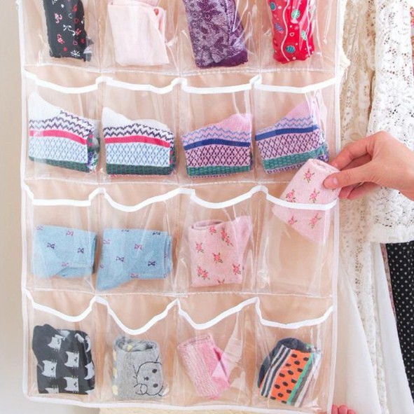 Pouch Hanging Organizer 16 Sekat Hanging Organizer 16 Slot Gantungan Pakaian Dalam, Manset, Kaus Kaki