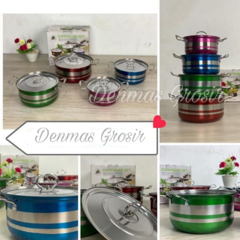 (COD)Panci Set Warna 4pcs/Cookware Set Stainless Steel