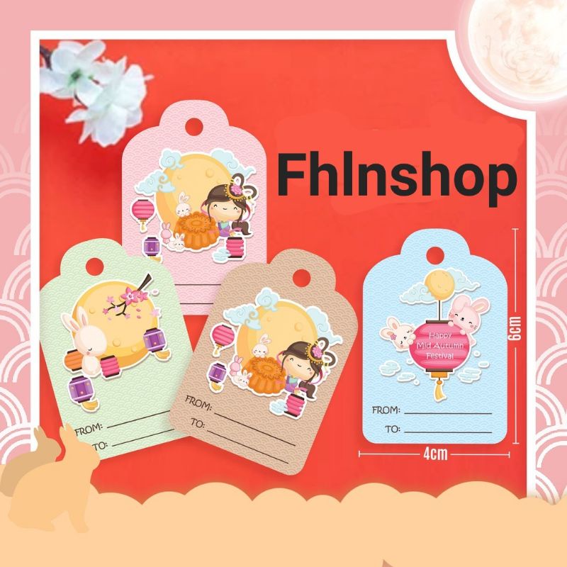 

(20pcs) hang tag festival mooncake girl/tag label kue bulan /penghias kotak hampers souvenir