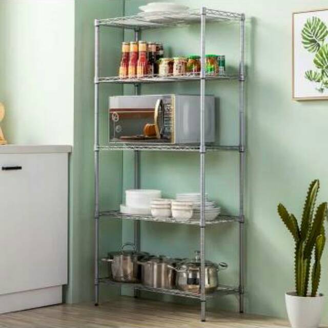 Krisbow Rak Microwave Besi Serbaguna/rak Stainless steel 5 Susun