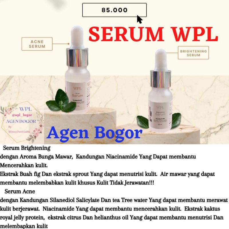 READY - Serum WPL beauty skincare by Winny Putri Lubis || WPL serum acne dan serum brightening || cr