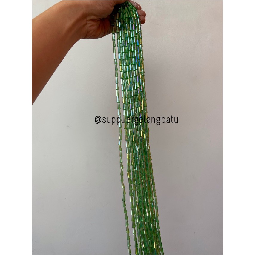 kristal terompet 12 x 8mm dark green quartz crystal rajut bahan PAGODA