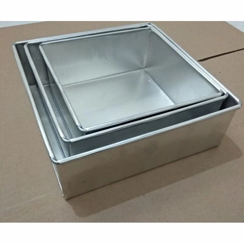 Loyang Kue Bolu Kotak/Persegi Aluminium | Variasi 18/20/22cm