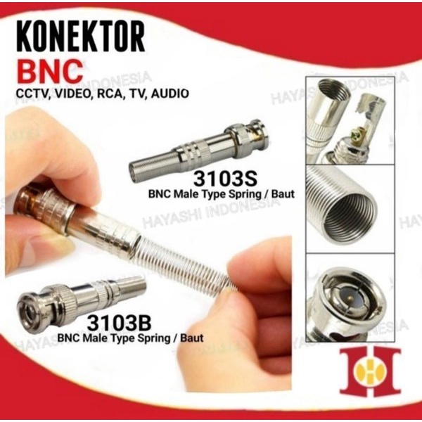 Connector Jack Konektor Jek BNC CCTV Male Female F Compression Taiwan - 5pcs