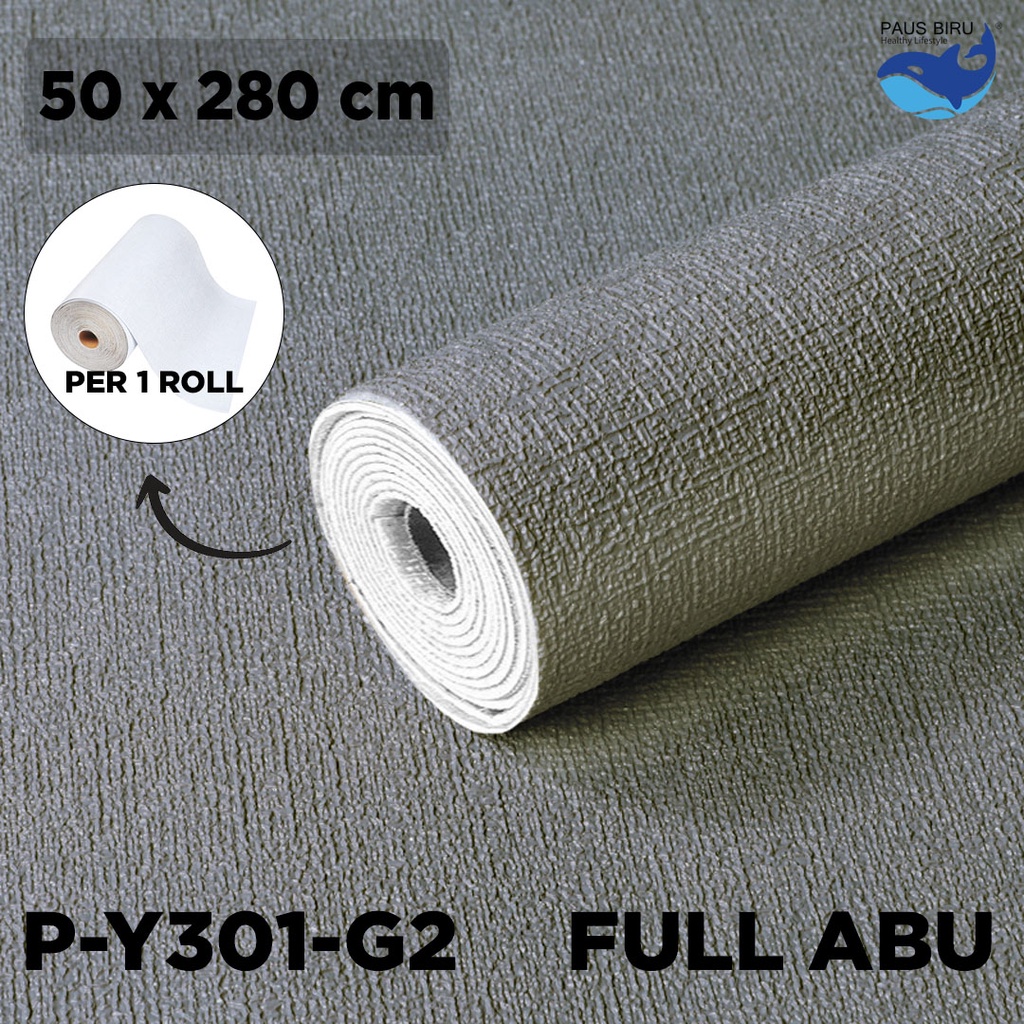 paus biru Wallpaper foam Linen Roll Wallpaper Dinding form Dekorasi Kamar Kelas atas-FULL ABU