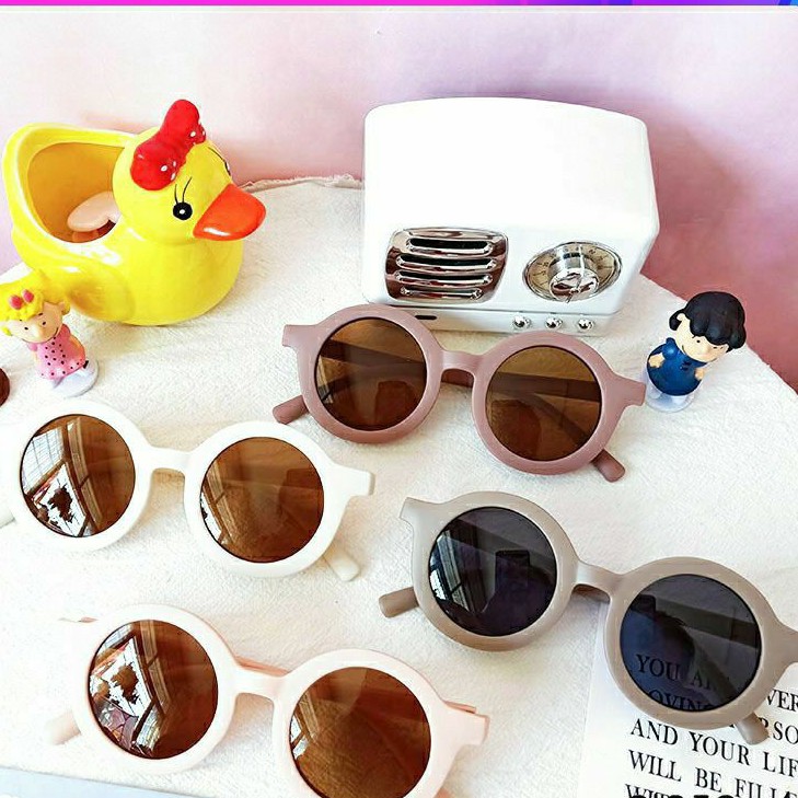 kacamata anak retro bulat sunny glasses sunglasses kids anti sinar UV