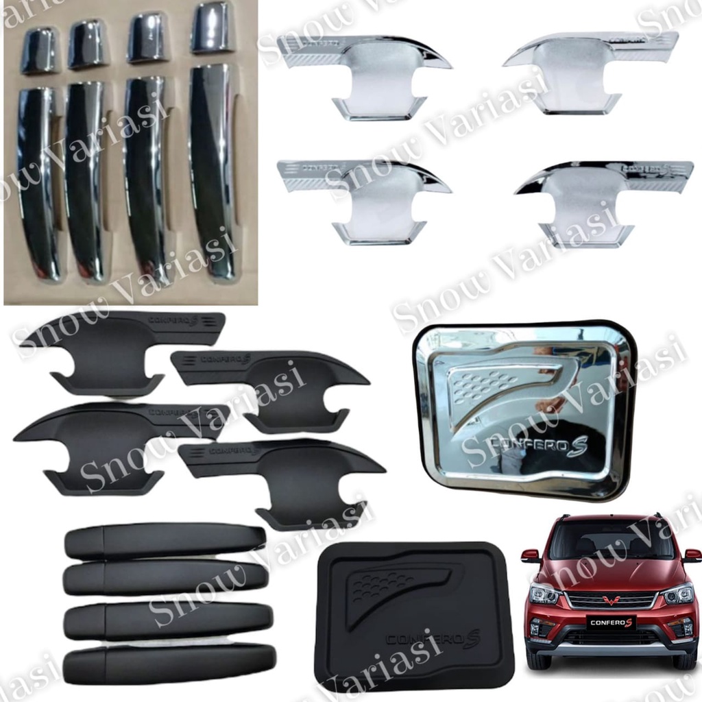 Paket Outer Handle Tank Cover Wuling Confero S Hitam Chrome