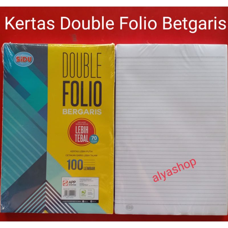 Kertas Double Folio Bergaris Merk SIDU 70gsm