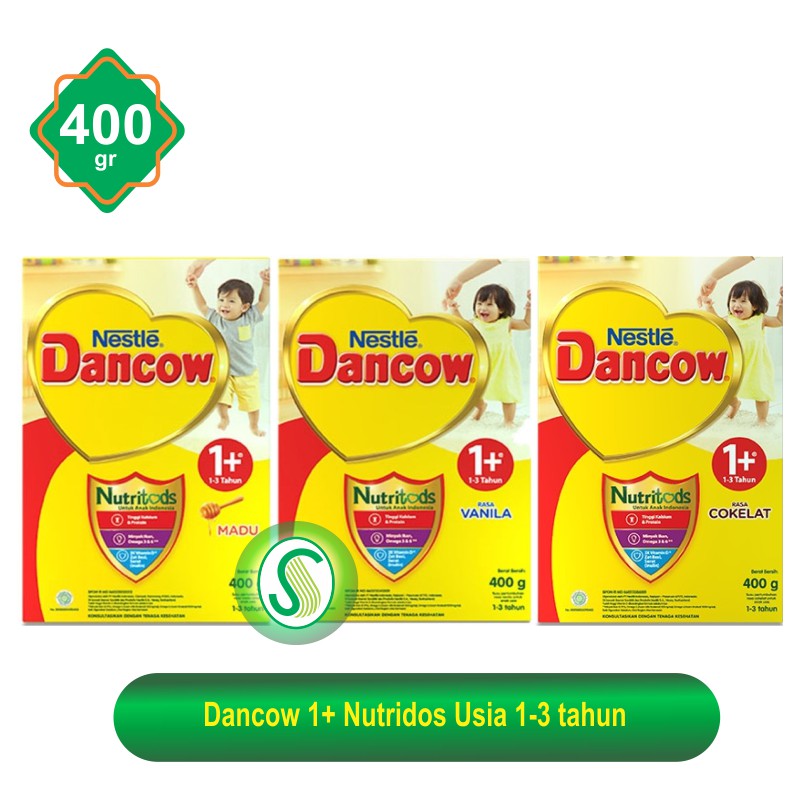 Dancow 1+ Susu Formula Anak Usia 1-3 tahun Rasa Madu / Coklat / Vanilla 400gr