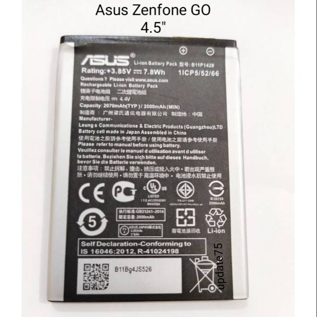 Baterai original Asus Zenfone GO 4.5&quot; X014D  ZB452KL ZB452KG baterai  B11P1428