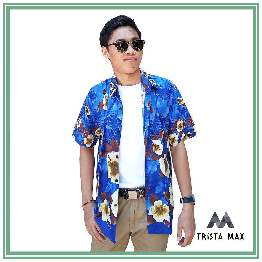 Baju Kemeja Cowo Motif Bunga - Baju Kemeja Pantai - Kemeja Cowo Pantai - Kemeja Pantai Hawai Murah