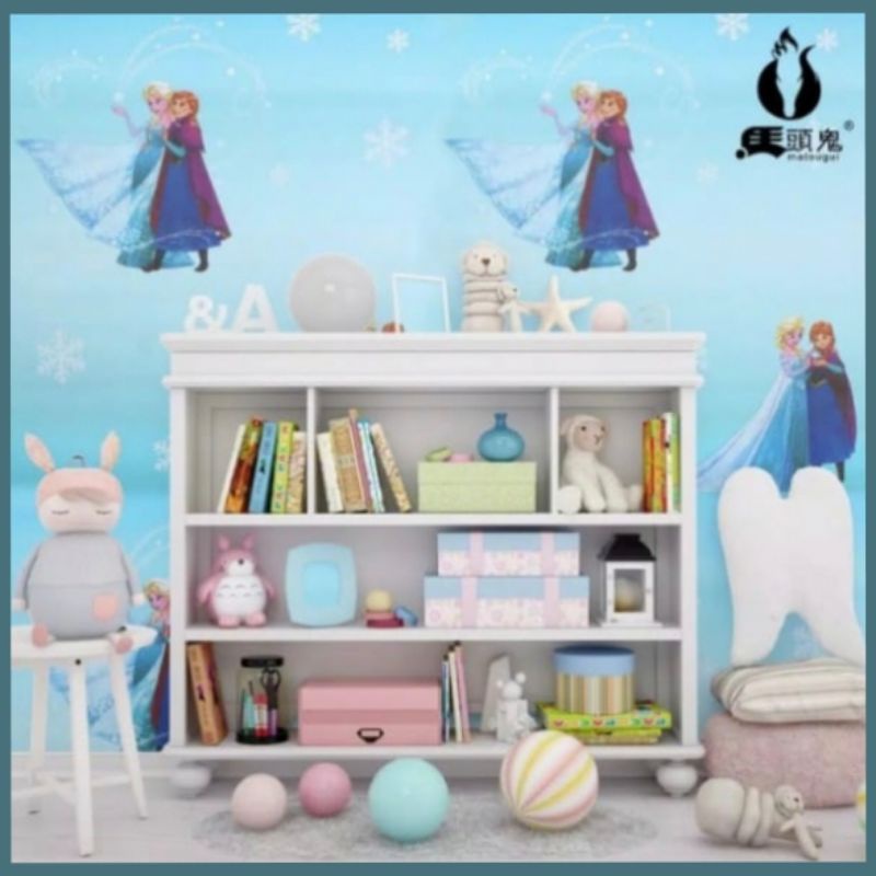 Wallpaper Sticker Dinding Motif Karakter Frozen Biru