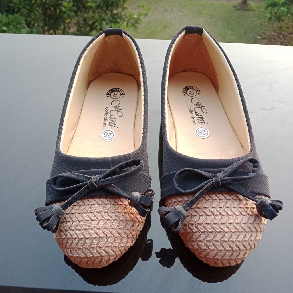 TOKOERS SBA03 26-30 Sepatu Balet, Flatshoes Anak Perempuan Umur 4 5 6 tahun - Motif Pita Rajut