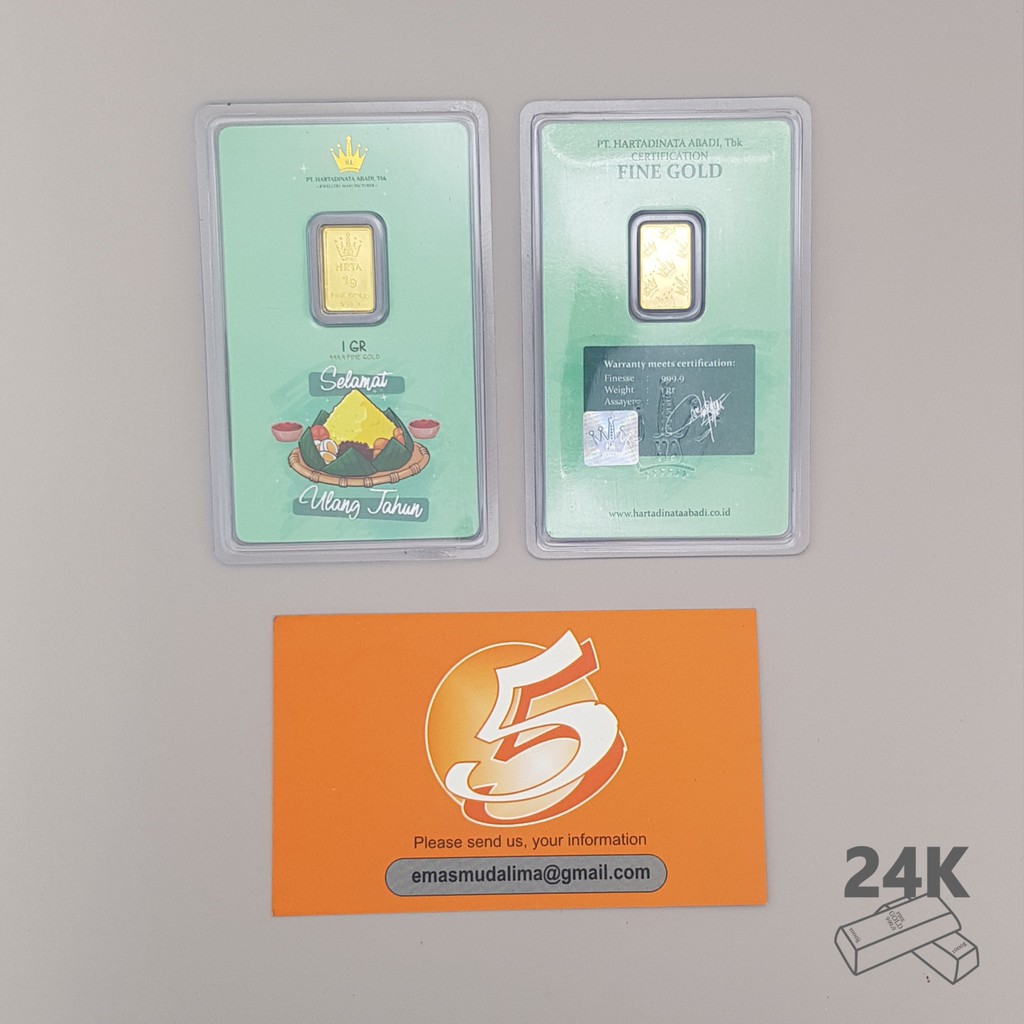 LM Emas Logam Mulia Hartadinata Edisi Selamat Ulang Tahun Birthday 1 Gram Gift Series ACC size micro