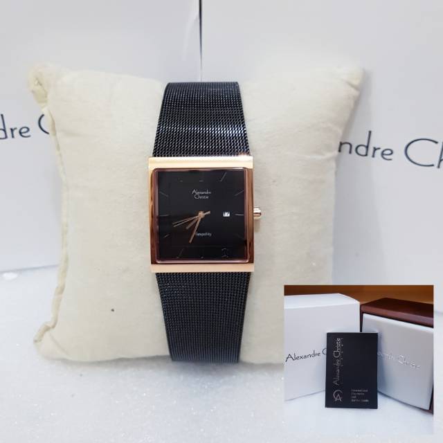 ALEXANDRE CHRISTIE AC 8333 BLACK ROSEGOLD JAM TANGAN WANITA ORIGINAL