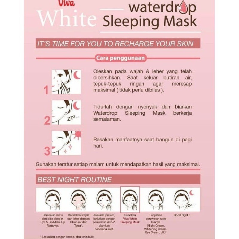 VIVA Cosmetics Waterdrop Sleeping Mask Moisturizer Lock -  Masker Wajah