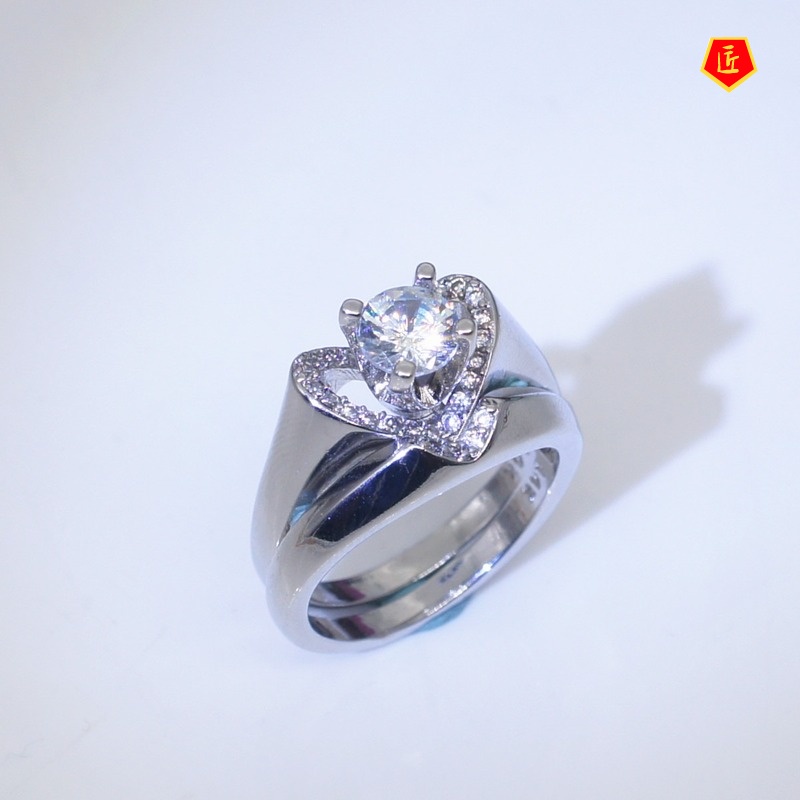 [Ready Stock]Creative Heart-Shaped Diamond Ring Female Fashion Personality